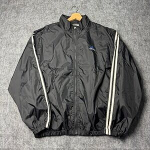 Vintage Adidas Track Jacket Windbreaker Black White Striped Full Zip